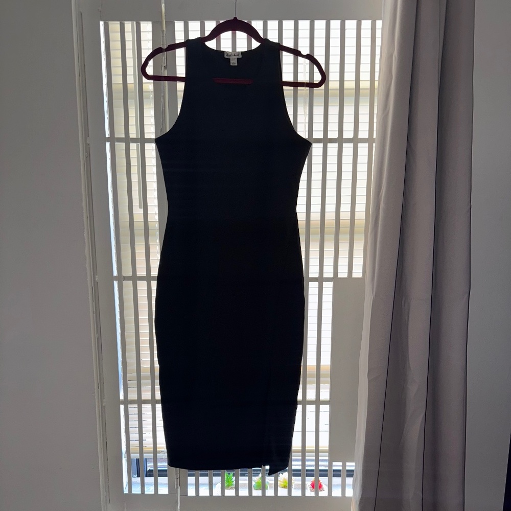 Black split double layer sleeveless dress